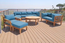 11 pc Monterey Teak Deep Seating Set with 52" Chat Table. Sunbrella Cushion.