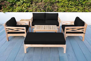 6 pc Monterey Teak Loveseat Deep Seating Set with Coffee Table. Sunbrella Cushion.