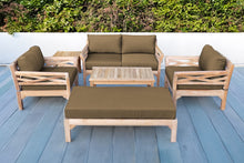 6 pc Monterey Teak Loveseat Deep Seating Set with Coffee Table. Sunbrella Cushion.