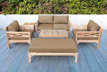 6 pc Monterey Teak Loveseat Deep Seating Set with Coffee Table. Sunbrella Cushion.