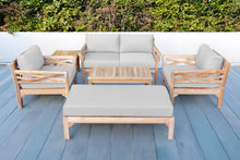 6 pc Monterey Teak Loveseat Deep Seating Set with Coffee Table. Sunbrella Cushion.