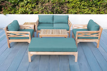 6 pc Monterey Teak Loveseat Deep Seating Set with Coffee Table. Sunbrella Cushion.
