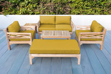 6 pc Monterey Teak Loveseat Deep Seating Set with Coffee Table. Sunbrella Cushion.