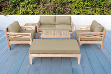 6 pc Monterey Teak Loveseat Deep Seating Set with Coffee Table. Sunbrella Cushion.