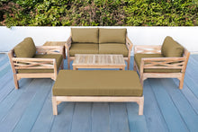 6 pc Monterey Teak Loveseat Deep Seating Set with Coffee Table. Sunbrella Cushion.