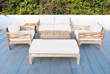 6 pc Monterey Teak Loveseat Deep Seating Set with Coffee Table. Sunbrella Cushion.