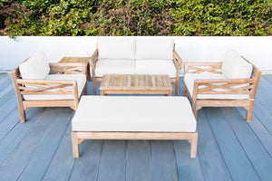 6 pc Monterey Teak Loveseat Deep Seating Set with Coffee Table. Sunbrella Cushion.