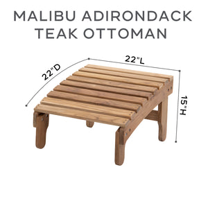 Malibu Teak Outdoor Adirondack Chair with Ottoman