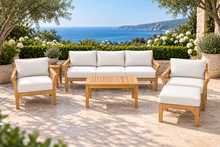 6 pc Monterey Teak Deep Seating Set with Coffee Table. Sunbrella Cushion.