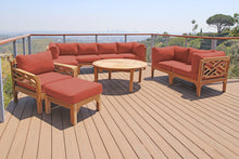 11 pc Monterey Teak Deep Seating Set with 52" Chat Table. Sunbrella Cushion.