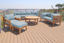 11 pc Monterey Teak Deep Seating Set with 52" Chat Table. Sunbrella Cushion.