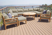11 pc Monterey Teak Sectional Seating Group with 52" Chat Table. Sunbrella Cushion.