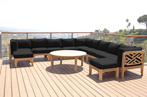 12 pc Monterey Teak Sectional Seating Group with 52" Chat Table. Sunbrella Cushion.