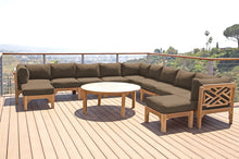 12 pc Monterey Teak Sectional Seating Group with 52" Chat Table. Sunbrella Cushion.