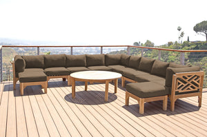 12 pc Monterey Teak Sectional Seating Group with 52" Chat Table. Sunbrella Cushion.