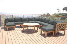 12 pc Monterey Teak Sectional Seating Group with 52" Chat Table. Sunbrella Cushion.