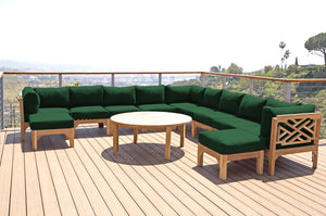 12 pc Monterey Teak Sectional Seating Group with 52" Chat Table. Sunbrella Cushion.