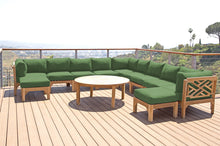 12 pc Monterey Teak Sectional Seating Group with 52" Chat Table. Sunbrella Cushion.