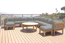 12 pc Monterey Teak Sectional Seating Group with 52" Chat Table. Sunbrella Cushion.
