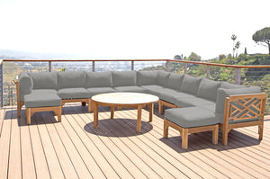 12 pc Monterey Teak Sectional Seating Group with 52" Chat Table. Sunbrella Cushion.