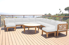 12 pc Monterey Teak Sectional Seating Group with 52" Chat Table. Sunbrella Cushion.