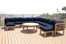 12 pc Monterey Teak Sectional Seating Group with 52" Chat Table. Sunbrella Cushion.