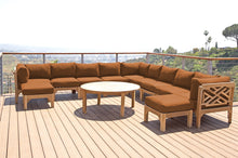 12 pc Monterey Teak Sectional Seating Group with 52" Chat Table. Sunbrella Cushion.