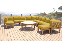 12 pc Monterey Teak Sectional Seating Group with 52" Chat Table. Sunbrella Cushion.