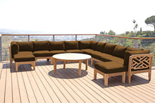 12 pc Monterey Teak Sectional Seating Group with 52" Chat Table. Sunbrella Cushion.