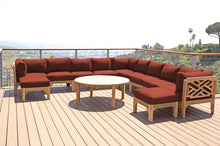 12 pc Monterey Teak Sectional Seating Group with 52" Chat Table. Sunbrella Cushion.