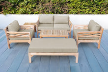 6 pc Monterey Teak Loveseat Deep Seating Set with Coffee Table. Sunbrella Cushion.