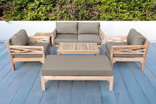 6 pc Monterey Teak Loveseat Deep Seating Set with Coffee Table. Sunbrella Cushion.