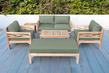 6 pc Monterey Teak Loveseat Deep Seating Set with Coffee Table. Sunbrella Cushion.