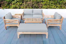 6 pc Monterey Teak Loveseat Deep Seating Set with Coffee Table. Sunbrella Cushion.