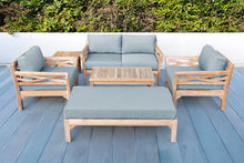 6 pc Monterey Teak Loveseat Deep Seating Set with Coffee Table. Sunbrella Cushion.