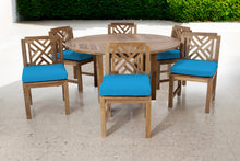 7 pc Monterey Teak Armless Dining Set with 60" Round Dining Table