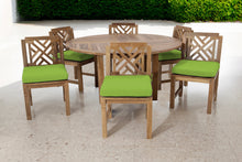 7 pc Monterey Teak Armless Dining Set with 60" Round Dining Table