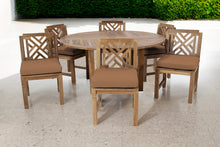 7 pc Monterey Teak Armless Dining Set with 60" Round Dining Table