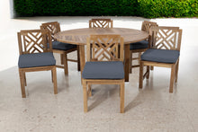 7 pc Monterey Teak Armless Dining Set with 60" Round Dining Table
