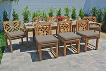 9 pc Monterey Teak Dining Set with Expansion Table. Sunbrella Cushion