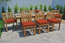 9 pc Monterey Teak Dining Set with Expansion Table. Sunbrella Cushion