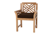 Set of 2 Monterey Teak Outdoor Dining Arm Chair. Sunbrella Cushion.