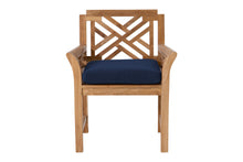 Set of 2 Monterey Teak Outdoor Dining Arm Chair. Sunbrella Cushion.