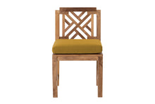 Set of 2 Monterey Teak Outdoor Dining Armless Chair. Sunbrella Cushion.