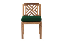 Set of 2 Monterey Teak Outdoor Dining Armless Chair. Sunbrella Cushion.