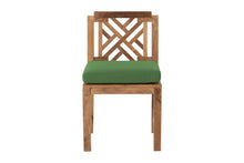 Set of 2 Monterey Teak Outdoor Dining Armless Chair. Sunbrella Cushion.