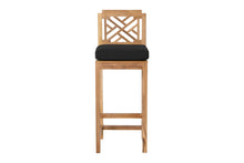 7 pc Monterey Teak Barstool with Rectangular Bar Table. Sunbrella Cushion.