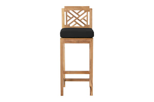 4 pc Monterey Teak Barstool with Rectangular Bar Table. Sunbrella Cushion.