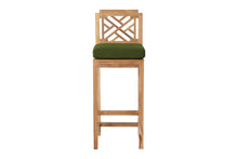 Set of 2 Monterey Outdoor Teak Armless Barstool. Sunbrella Cushion.