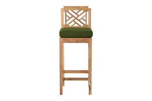 4 pc Monterey Teak Barstool with Rectangular Bar Table. Sunbrella Cushion.